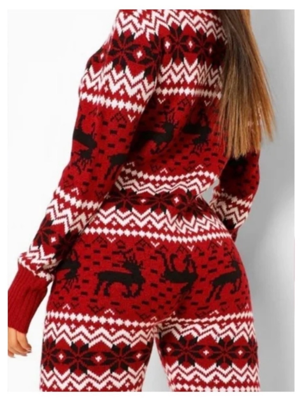 Like new Reindeer Knit Pajama Romper - Picture 2 of 6